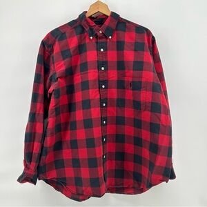 Ralph Lauren Men's Sz 1XB Red Plaid Lumberjack Long Sleeve Button Down Shirt